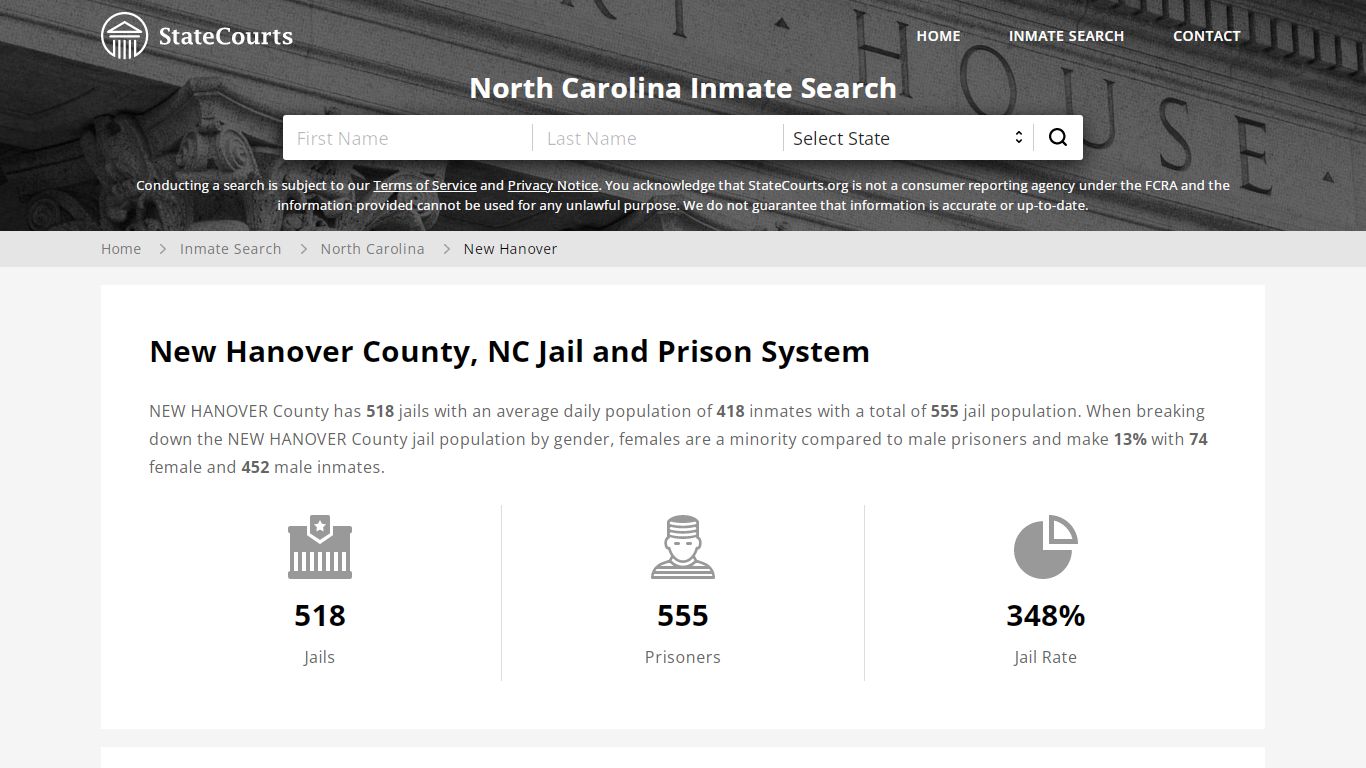 New Hanover County, NC Inmate Search - StateCourts